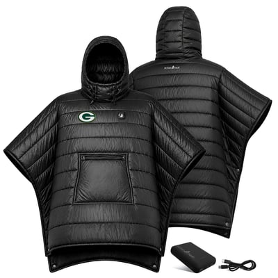 Green Bay Packers ActionHeat Battery Heated Poncho - Black