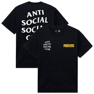 Green Bay Packers AntiSocialSocialClub x NFL Unisex Snap T-Shirt - Black