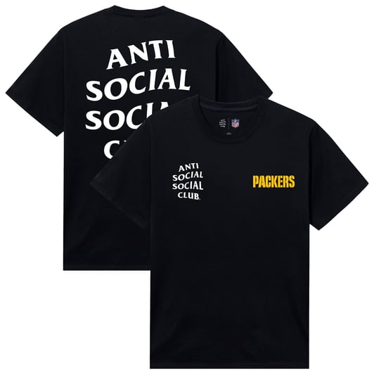 Green Bay Packers AntiSocialSocialClub x NFL Unisex Snap T-Shirt - Black