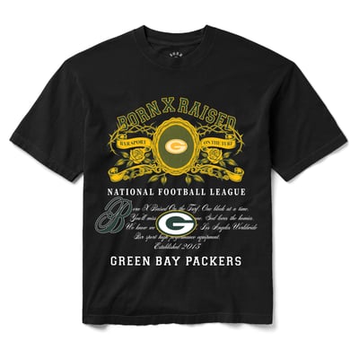 Green Bay Packers Born x Raised Unisex Crest T-Shirt - Black