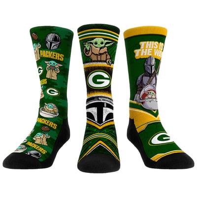  Green Bay Packers Rock Em Unisex 3-Pack Mandalorian Crew Socks
