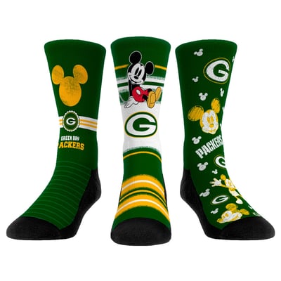  Green Bay Packers Rock Em Unisex Disney Three-Pack Crew Socks Set - 