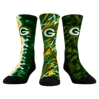 Green Bay Packers Rock Em Unisex Team Tones Three-Pack Crew Socks