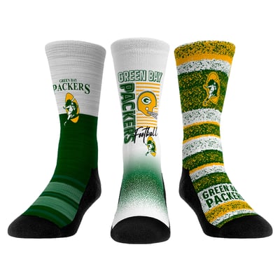  Green Bay Packers Rock Em Unisex Throwback Three-Pack Crew Sock Set - 