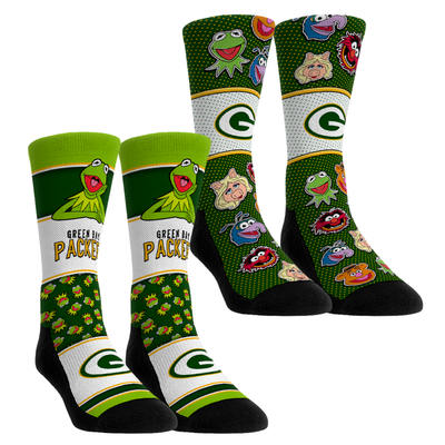  Green Bay Packers Rock Em Unisex Muppets 2-Pack Crew Socks Set - Green