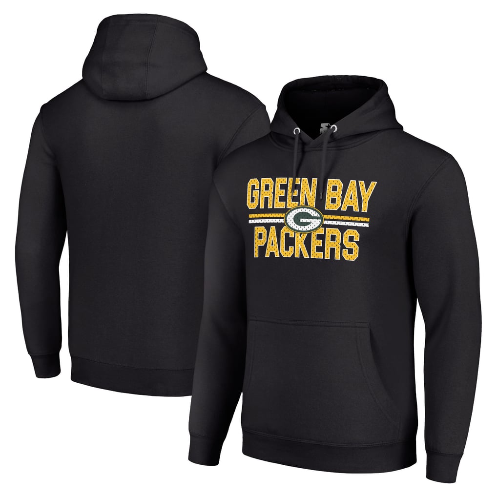 Green Bay Packers Starter Unisex Team Mesh Print Graphic Tri-Blend Pullover Hoodie - Black