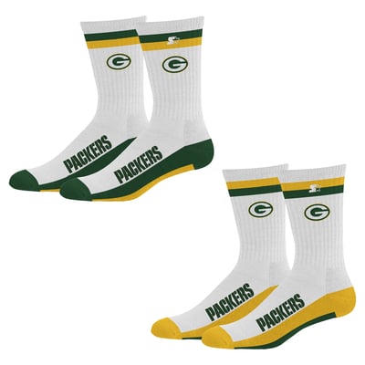 Green Bay Packers Starter Unisex Two-Pack Stripe Top End Crew Socks