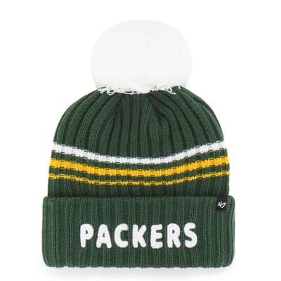  Green Bay Packers '47 Women's Fuzzy Script Cuffed Knit Hat with Pom - Green