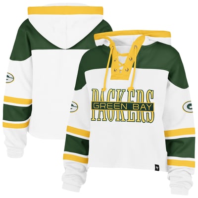 Green Bay Packers '47 Women's Cut Thru Superior Lacer Hoodie - White