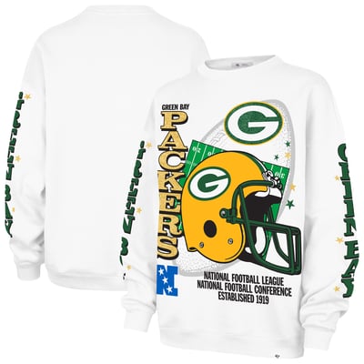 Green Bay Packers '47 Women's Thunderous Oversized Fleece Sweatshirt - White
