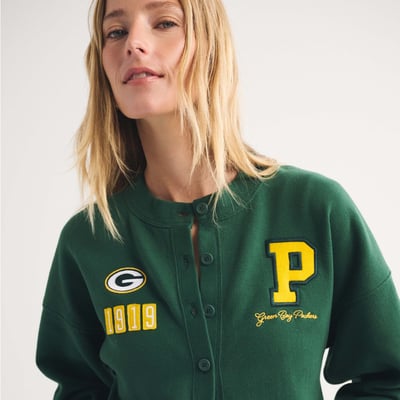 Green Bay Packers Abercrombie & Fitch Women's Full-Button Cardigan - Green