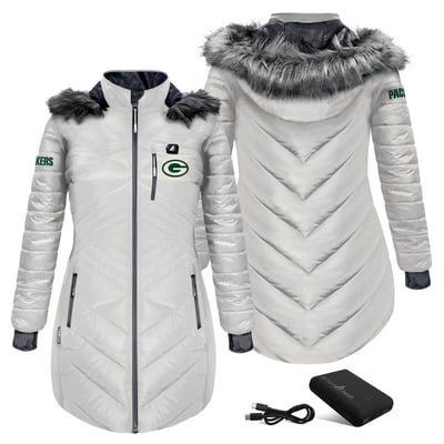 Green Bay Packers ActionHeat Women's 5V Puffer Battery-Heated Jacket - White