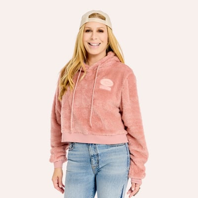Green Bay Packers by Jill Martin Women's Tonal Sherpa Cropped Hoodie - Pink