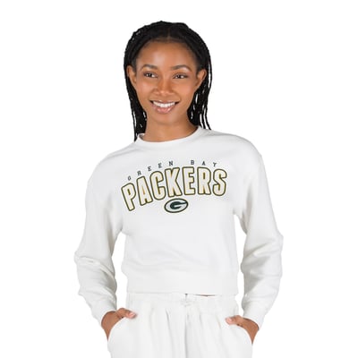  Green Bay Packers Concepts Sport Women's Kingston Long Sleeve Lounge Cropped Tri-Blend Top - White
