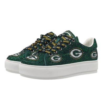  Green Bay Packers FABGATING by Cuce Women's Crystal Team Logo Sneakers - Green