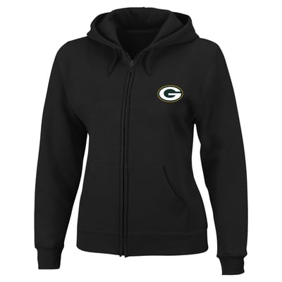 Green Bay Packers Fanatics Women's Plus Size Full-Zip Hooded Sweatshirt - Black
