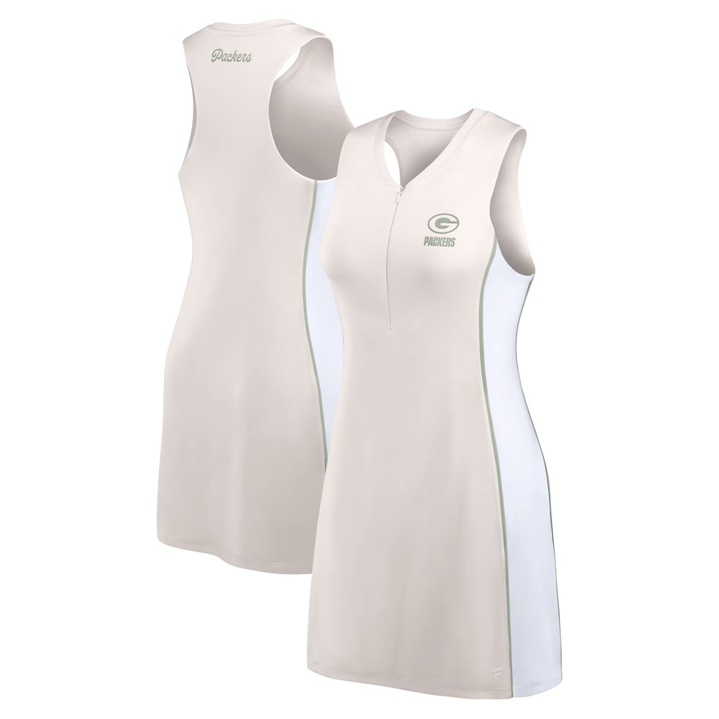 green bay packers women's dress Fanatics Cream Studio Boost Athletic Half-Zip Sleeveless dress