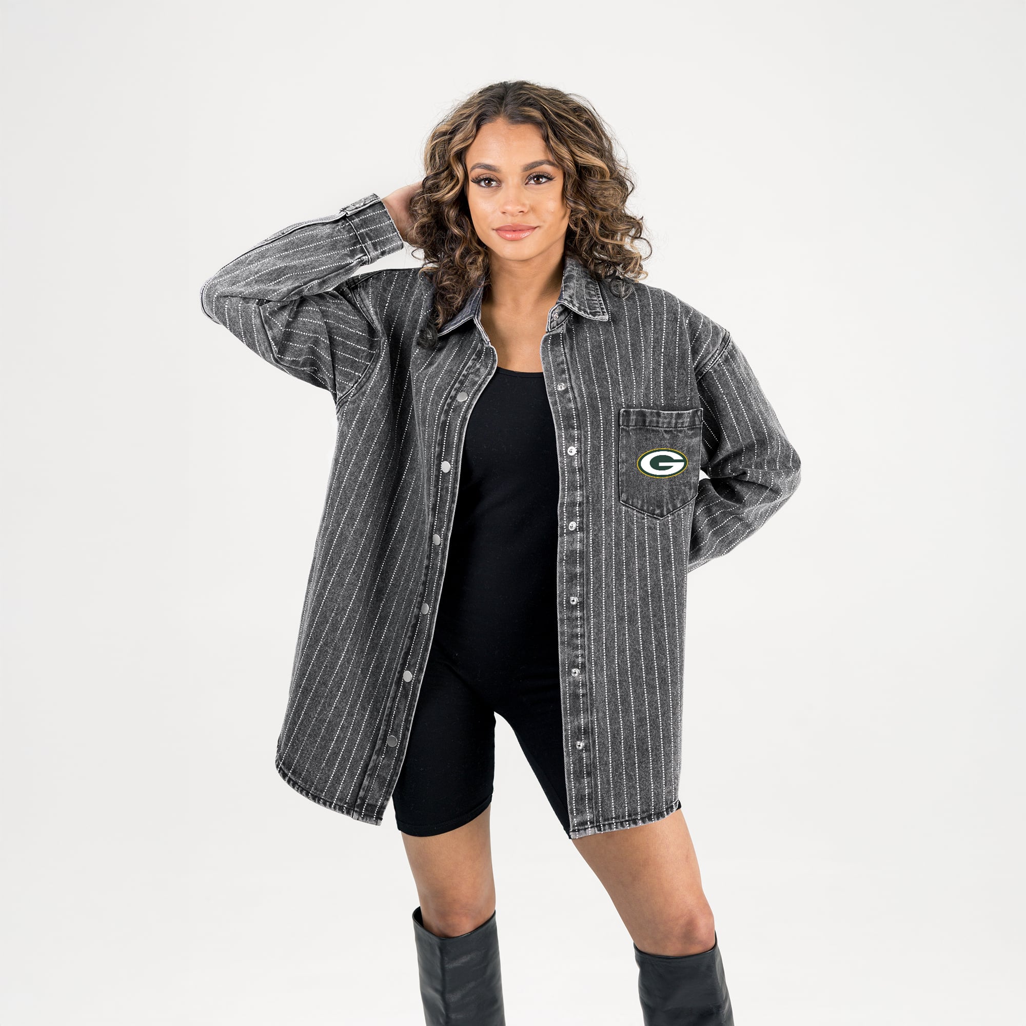 Women's Green Bay Packers Gameday Couture Black Oversized Style's the ...