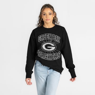Green Bay Packers Gameday Couture Women's Spotlight Oversized Long Sleeve T-Shirt - Black