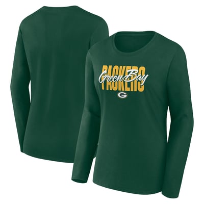 Green Bay Packers Logo Athletic Women's Grip Long Sleeve T-Shirt - Green