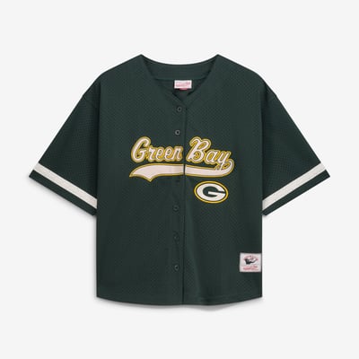 Green Bay Packers Mitchell & Ness Women's Plus Size Retro Roots Full-Button Baseball Jersey - Green