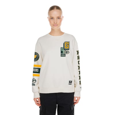  Green Bay Packers New Era Women's Academic Crewneck Sweatshirt - Cream