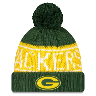 Green Bay Packers New Era Women's 2026 Sideline Cold Weather  Cuffed Knit Hat with Pom - Green