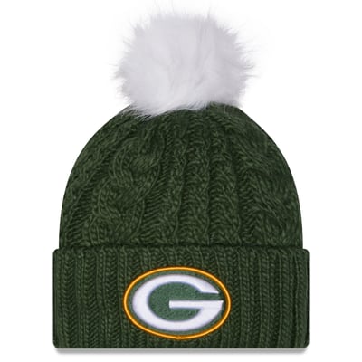 Green Bay Packers New Era Women's Single Knit Hat with Pom - Green