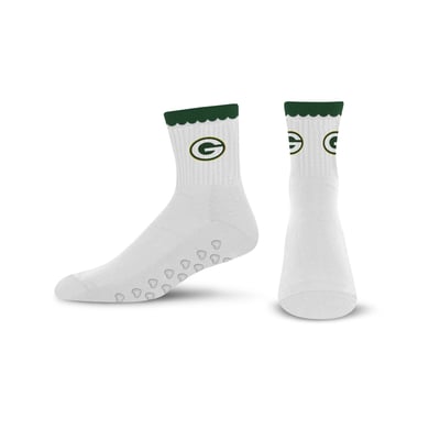  Green Bay Packers PRO Compression Women's Heartshape Grippers Yoga-Pilates Quarter Socks - White