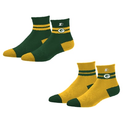 Green Bay Packers Starter Women's Cozy Cuff Stripes Quarter-Length Plush Socks