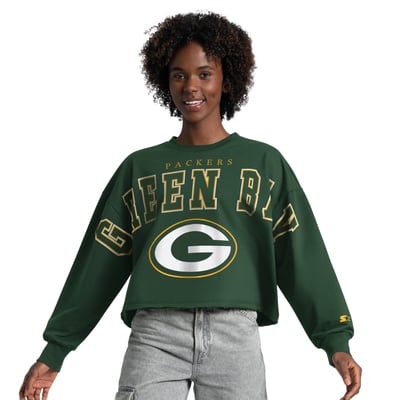 Green Bay Packers Starter Women's Bleachers Cropped Sweatshirt - Green