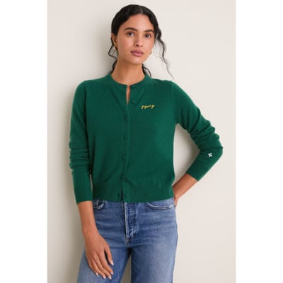 Green Bay Packers Tuckernuck Women's Full-Button Cashmere Cardigan - Green