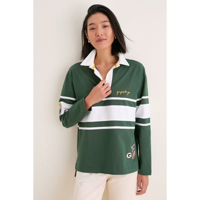 Green Bay Packers Tuckernuck Women's Rugby Long Sleeve Polo - Green