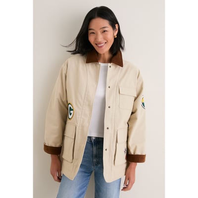 Green Bay Packers Tuckernuck Women's Full-Snap Barn Jacket - Stone
