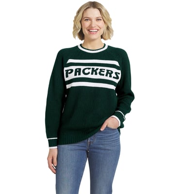  Green Bay Packers WEAR by Erin Andrews Women's Raglan Shaker Sweater - Green