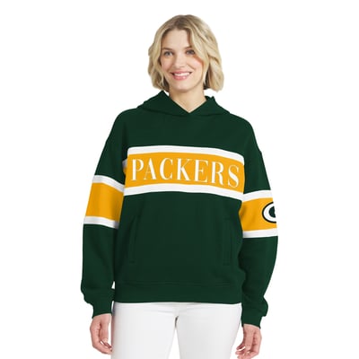  Green Bay Packers WEAR by Erin Andrews Women's Stripe Hoodie - Green