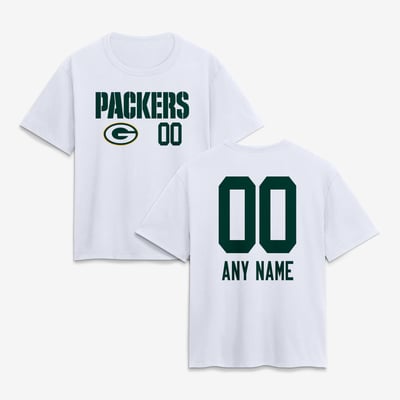 Green Bay Packers Women's Touchdown Wordmark Personalized Name & Number T-Shirt - White