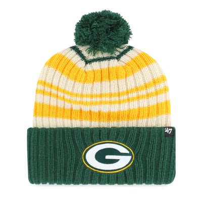  Green Bay Packers '47 Youth Snow Fort Cuffed Knit Hat with Pom - Green