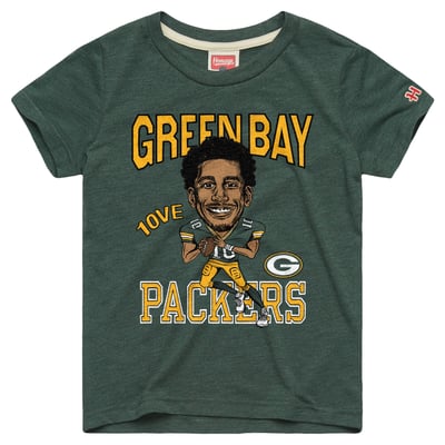 Jordan Love Green Bay Packers Homage Youth Caricature T-Shirt - Green