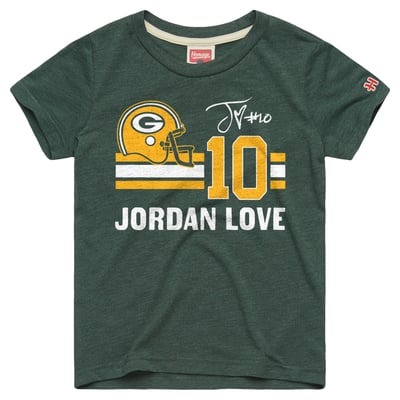 Jordan Love Green Bay Packers Homage Youth Remix Signature Tri-Blend T-Shirt - Green