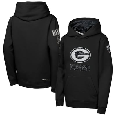  Green Bay Packers Nike Youth 2026 Salute to Service Club Fleece Pullover Hoodie  - Black