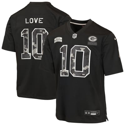 Jordan Love Green Bay Packers Nike Youth 2026 Salute to Service Game Jersey  - Black