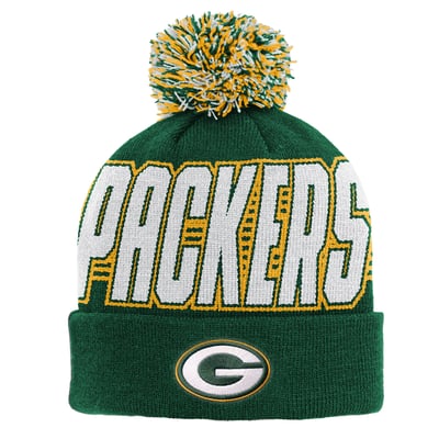 Green Bay Packers Outerstuff Youth Cuffed Knit Hat with Pom - Green