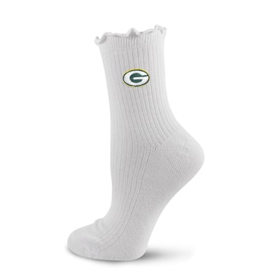  Green Bay Packers PRO Compression Youth Logo Lettuce Hem Quarter Socks - White