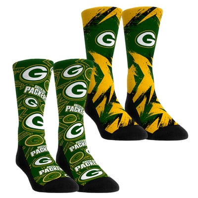  Green Bay Packers Rock Em Youth Game Day Two-Pack Crew Sock Set - Green