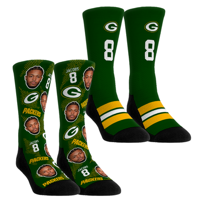 Josh Jacobs Green Bay Packers Rock Em Youth Player Football Guy Two-Pack Crew Sock Set