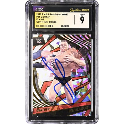 Gunther WWE Autographed 2022 Panini Revolution Fractal #81 CGC Fanatics Witnessed Authenticated MINT 9 Card