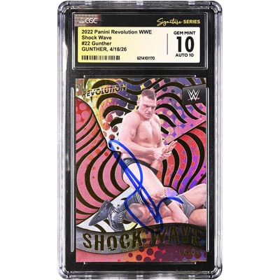 Gunther WWE Autographed 2022 Panini Revolution Shock Wave #22 CGC Fanatics Witnessed Authenticated 10/10 Card