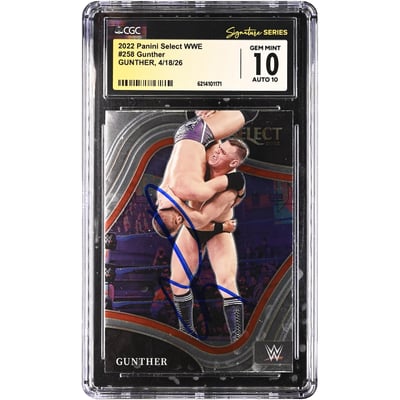 Gunther WWE Autographed 2022 Panini Select #258 CGC Fanatics Witnessed Authenticated 10/10 Card