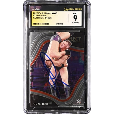 Gunther WWE Autographed 2022 Panini Select #258 CGC Fanatics Witnessed Authenticated 9/10 Card